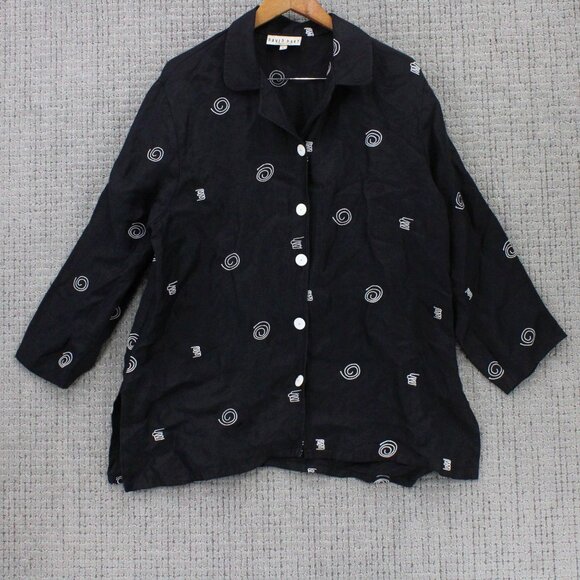 David Dart Shirt Womens Large L Black Casual Button Down Short Sleeve Collared - Picture 1 of 9